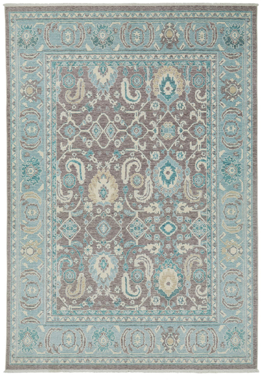 7x10 Purple and Blue Turkish Traditional Rug
