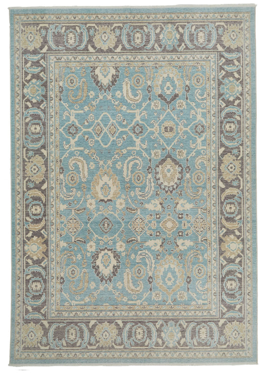 7x10 Blue and Purple Turkish Traditional Rug
