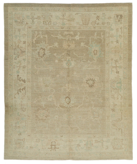 7x8 Beige and Ivory Turkish Oushak Rug