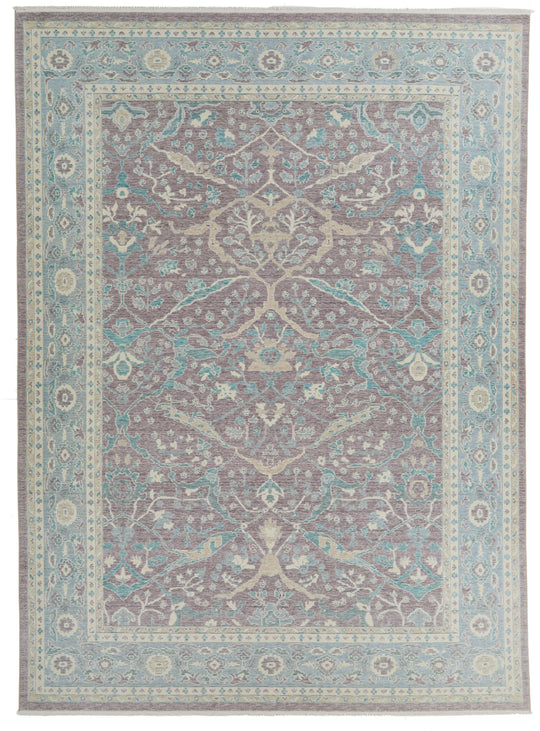 8x11 Purple and Blue Turkish Traditional Rug