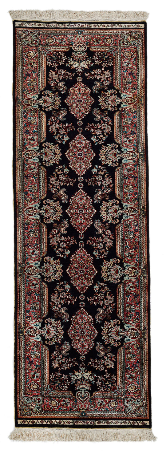 2x7 Black and Pink Turkish Traditional Runner