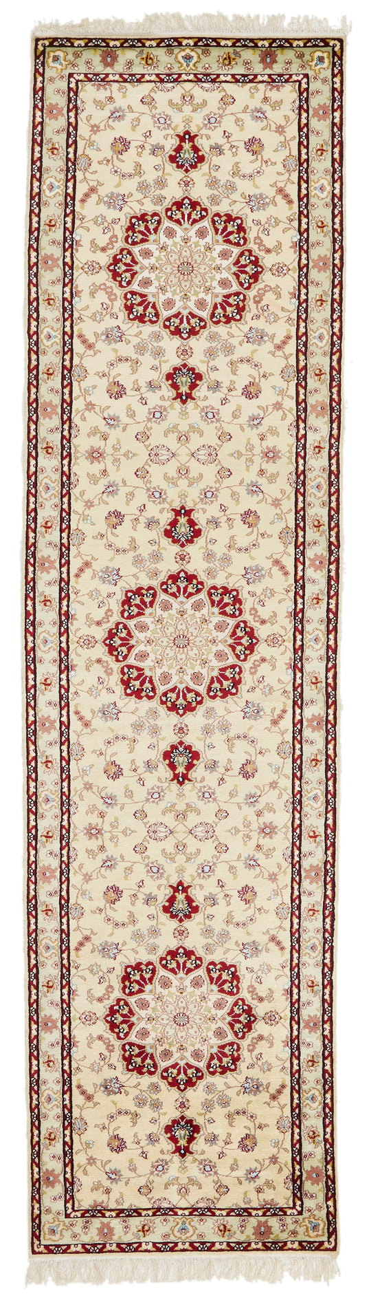 3x10 Green and Red Turkish Silk Runner