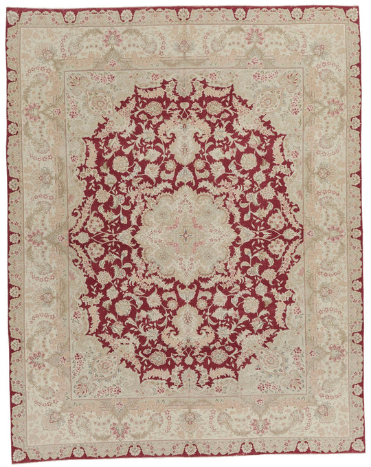 8x10 Burgundy and Ivory Turkish Traditional Rug