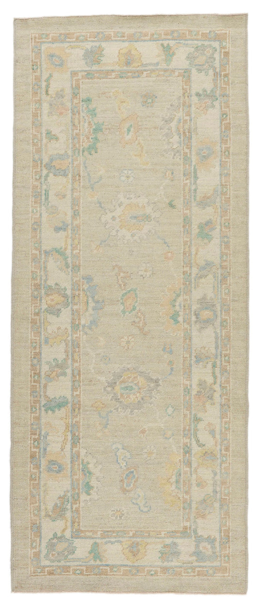3x8 Beige and Ivory Turkish Oushak Rug Runner
