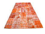 6x10 Orange Turkish Patchwork Rug