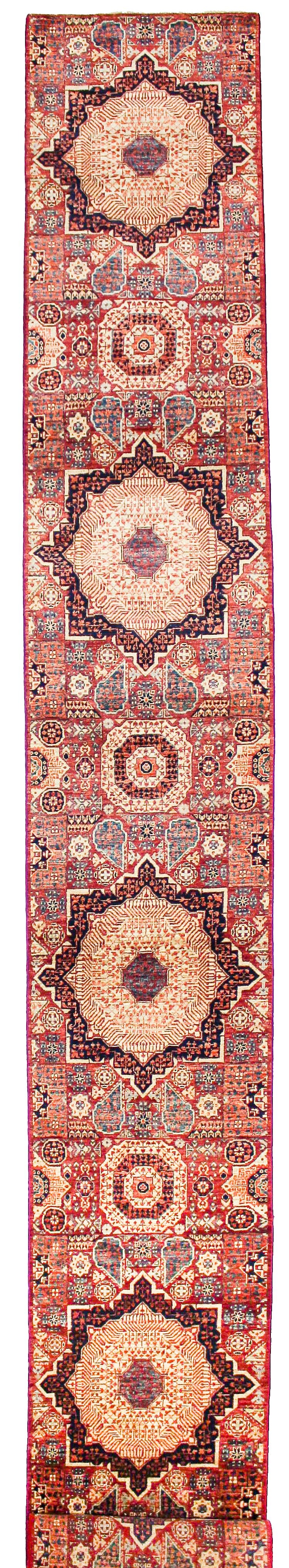 2x20 Red and Beige Turkish Tribal Runner