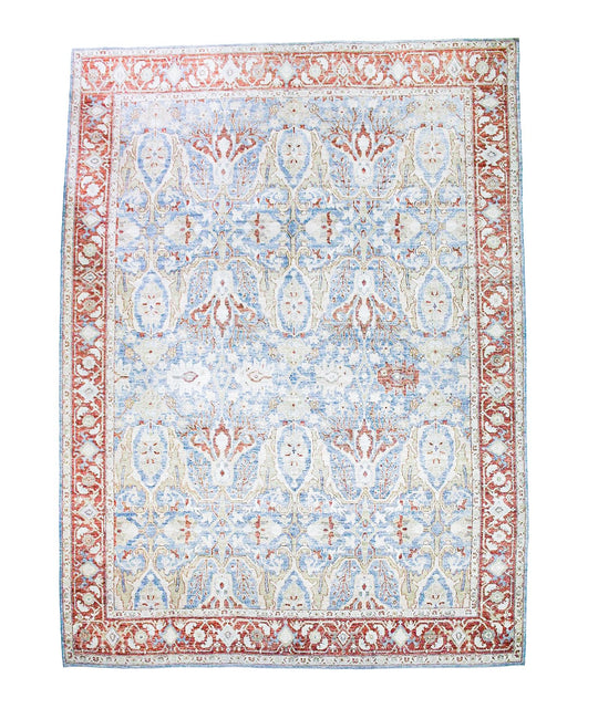 10x14 Blue and Ivory Turkish Oushak Rug