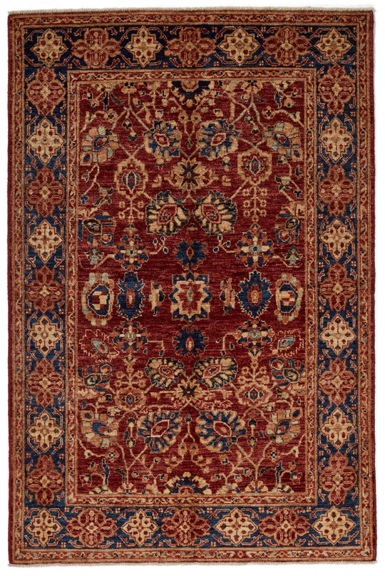 4x6 Red and Navy Anatolian Traditional Rug