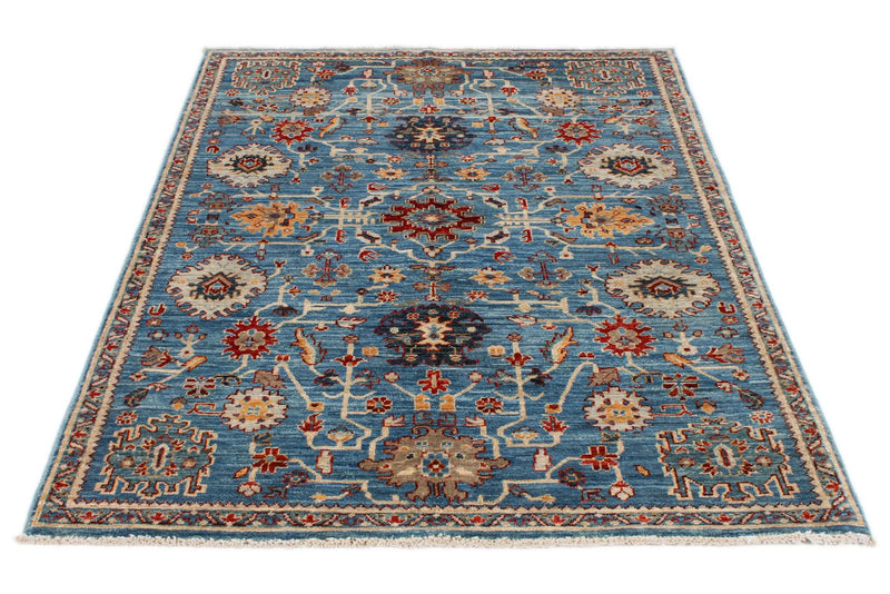 4x6 Blue and Multicolor Anatolian Traditional Rug