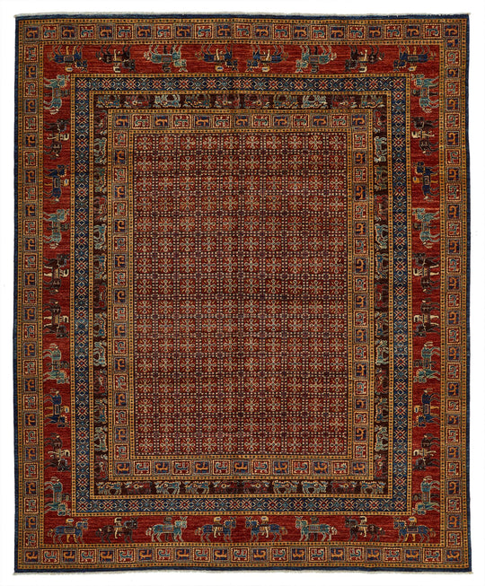 8x10 Red and Navy Anatolian Traditional Rug