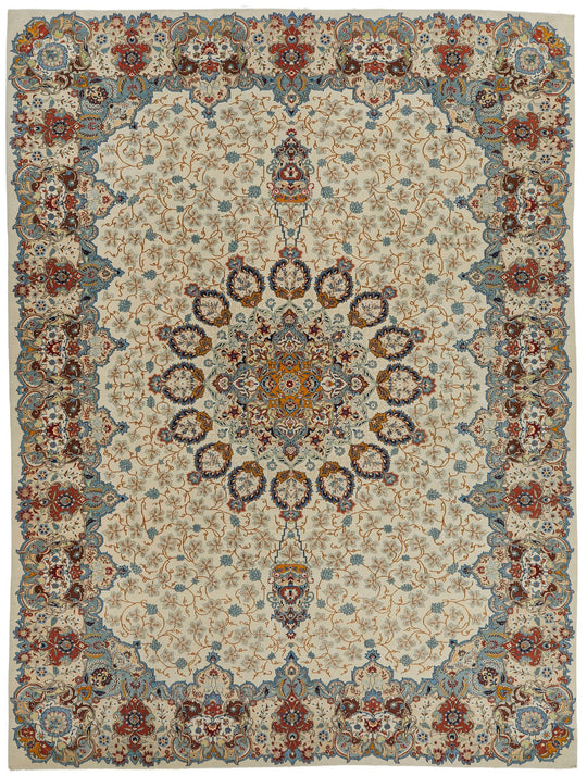 11x14 Ivory and Multicolor Turkish Traditional Rug
