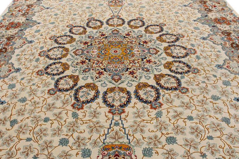 11x14 Ivory and Multicolor Turkish Traditional Rug