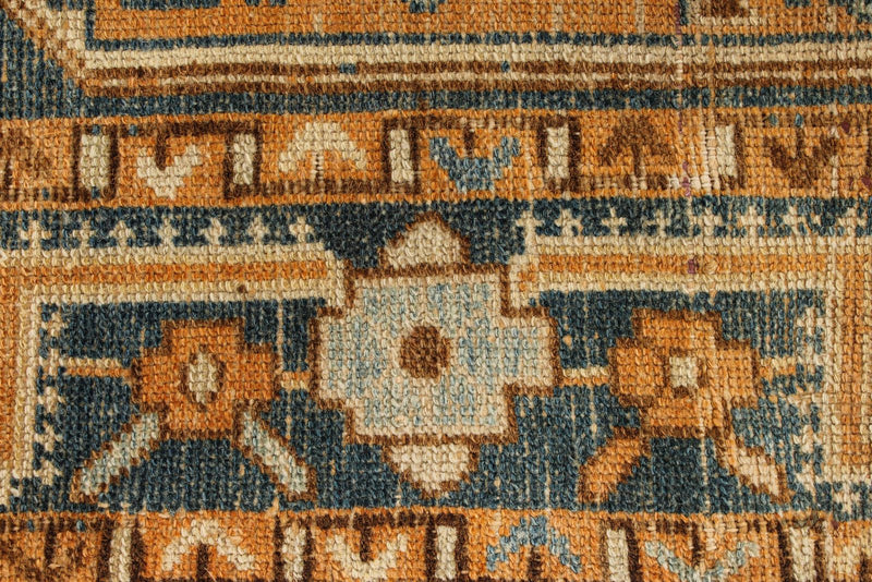 4x6 Orange and Blue Persian Tribal Rug