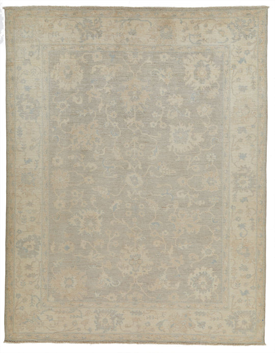 9x12 Beige and Ivory Turkish Oushak Rug
