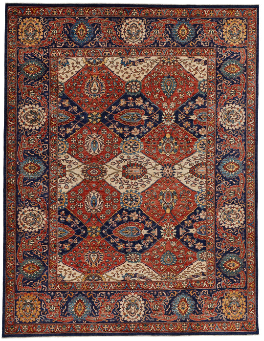 9x12 Ivory and Navy Anatolian Traditional Rug