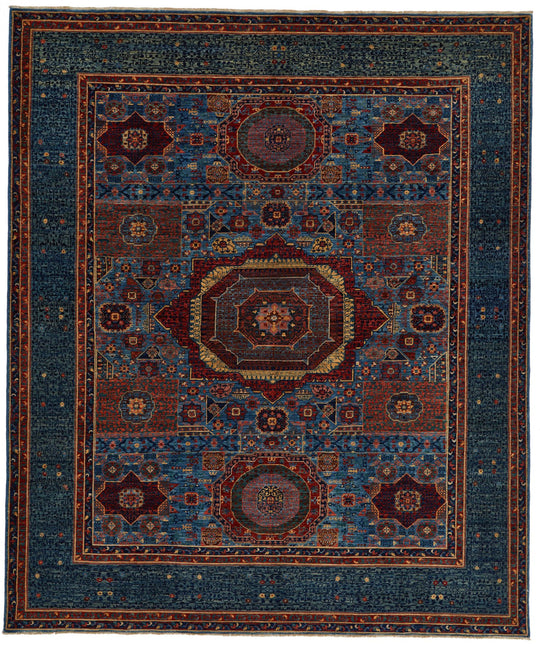 8x10 Blue and Multicolor Anatolian Traditional Rug
