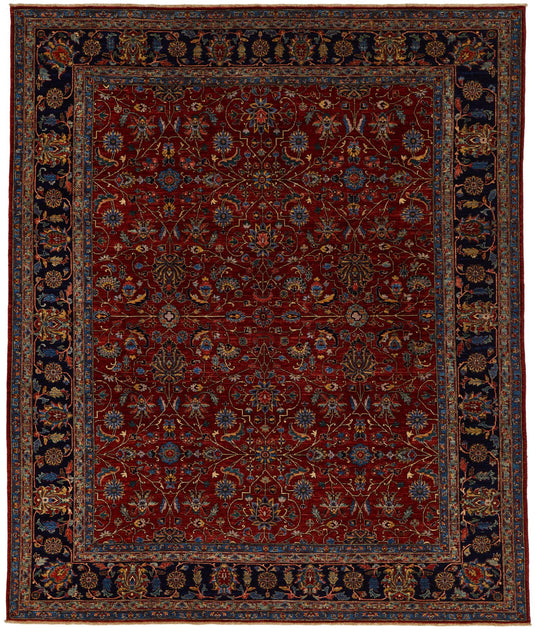 8x10 Red and Navy Traditional Rug