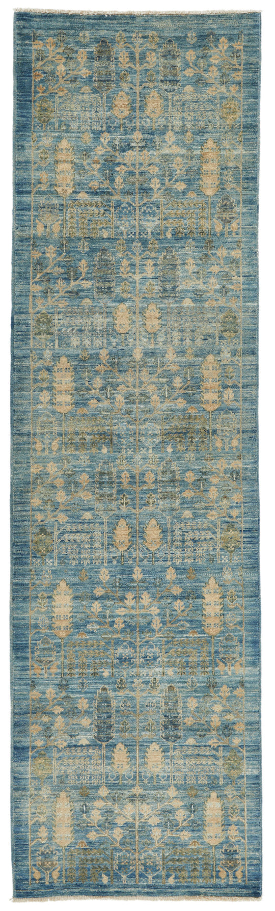3x10 Blue and Ivory Anatolian Traditional Runner