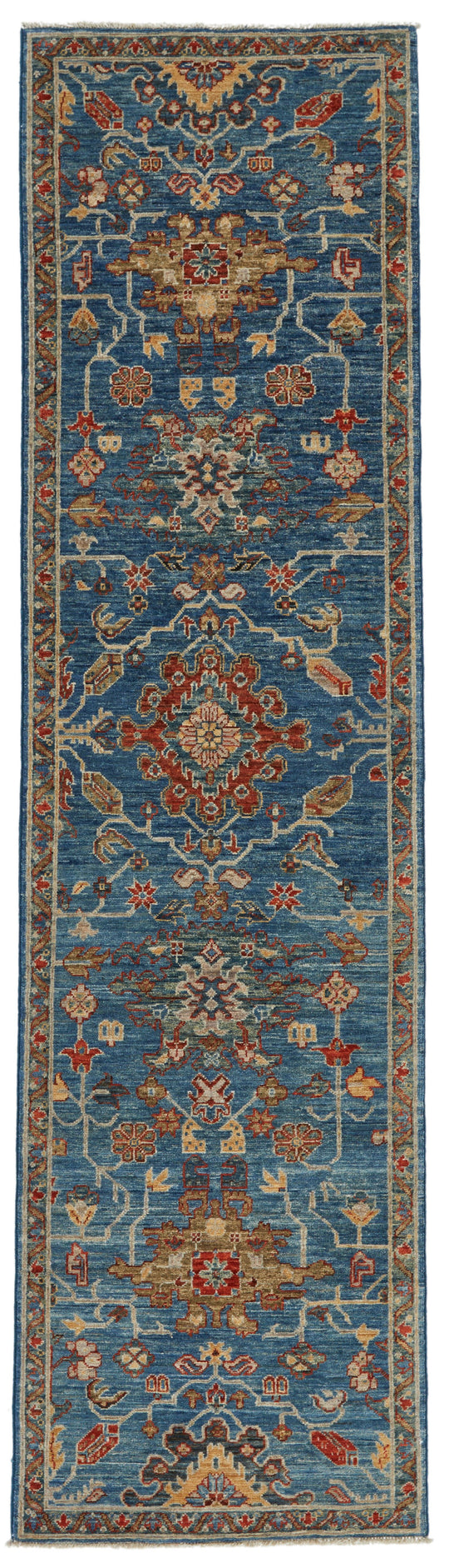 3x10 Blue and Multicolor Anatolian Traditional Runner