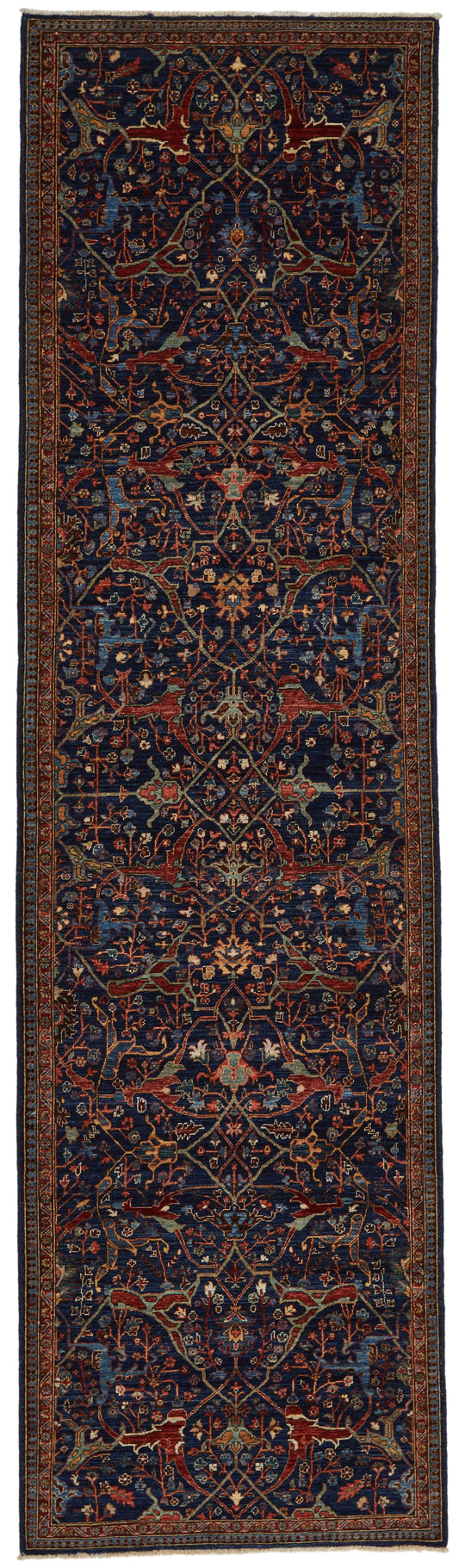 3x11 Navy and Red Anatolian Traditional Runner