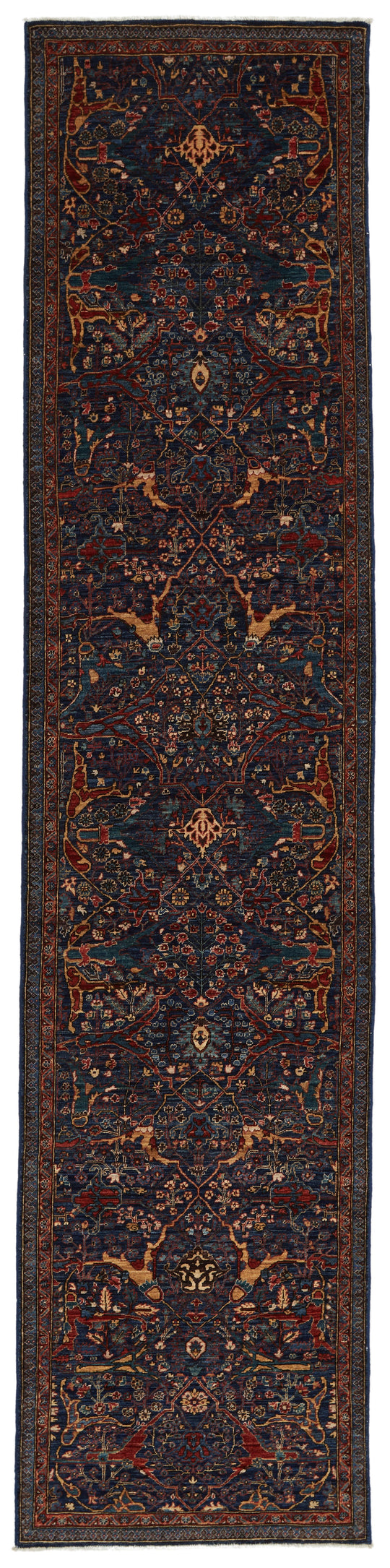 3x12 Navy and Red Anatolian Traditional Runner
