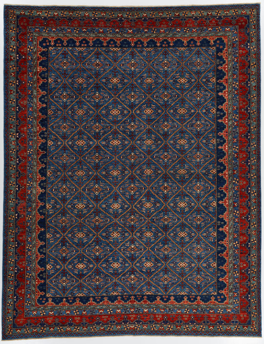 9x12 Navy and Red Traditional Rug