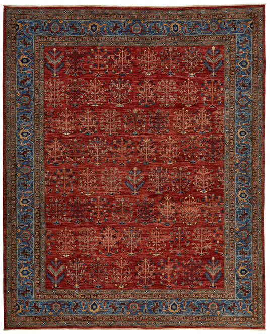 9x12 Rust and Blue Anatolian Traditional Rug