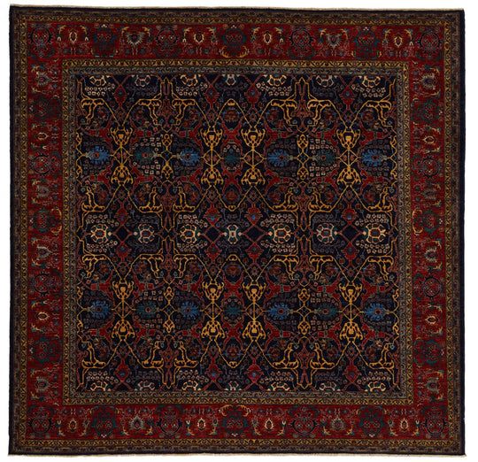 9x9 Navy and Red Anatolian Traditional Rug