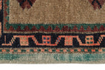 2x2 Green and Brown Turkish Tribal Rug