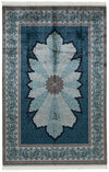 7x10 Blue and Blue Turkish Silk Rug