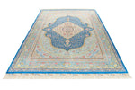 6x9 Blue and Multicolor Turkish Silk Rug