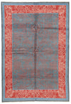6x9 Blue and Red Turkish Oushak Rug