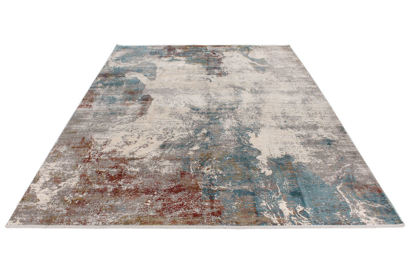 10x13 Light Gray and Multicolor Turkish Antep Rug