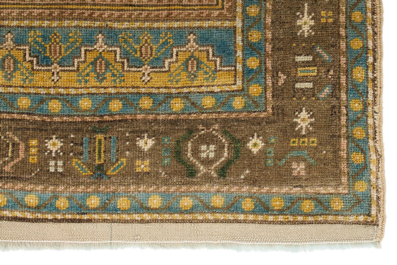 4x6 Brown and Multicolor Anatolian Turkish Tribal Rug