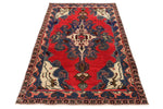 4x6 Red and Multicolor Anatolian Turkish Tribal Rug