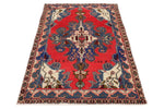 4x6 Red and Multicolor Anatolian Turkish Tribal Rug