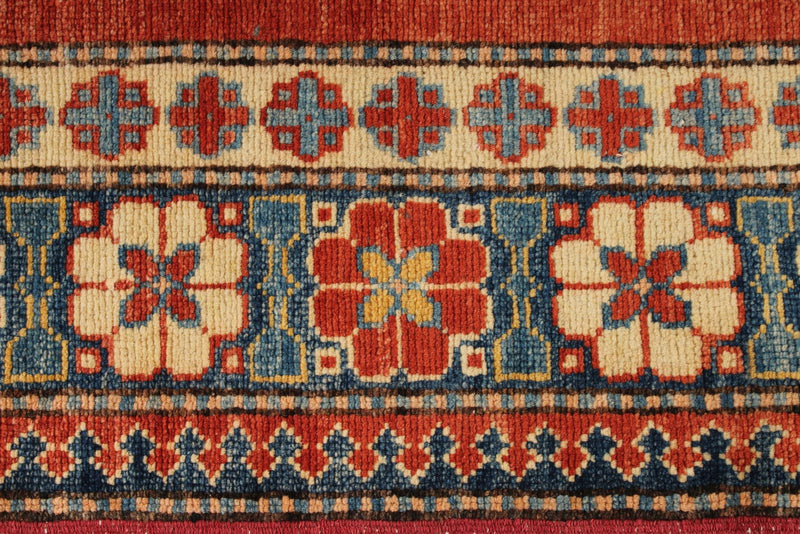 3x14 Orange and Multicolor Kazak Tribal Runner