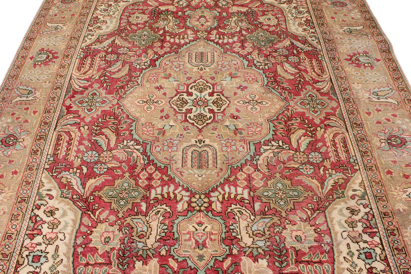 7x10 Pink and Multicolor Turkish Overdyed Rug