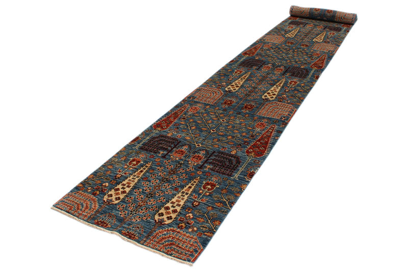 3x21 Navy and Multicolor Anatolian Traditional Runner