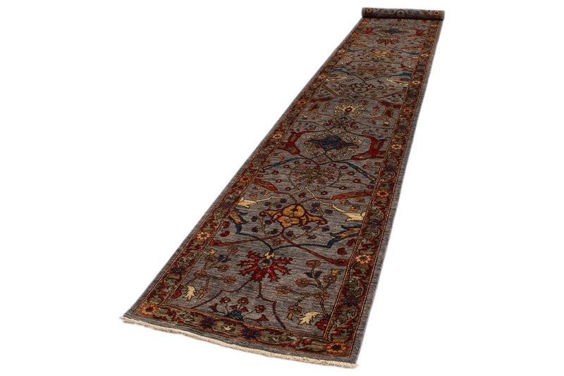 3x16 Gray and Multicolor Anatolian Traditional Runner