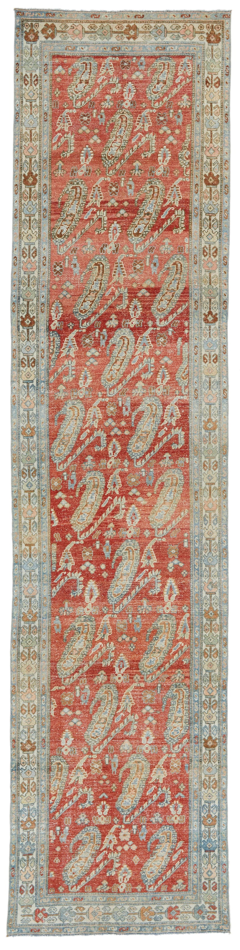 3x13 Red and Multicolor Turkish Oushak Runner