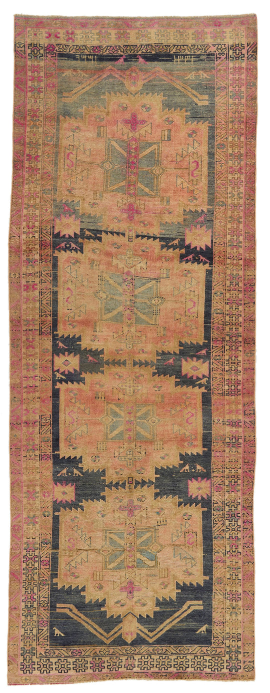 4x10 Mustard and Pink Turkish Traditional Runner