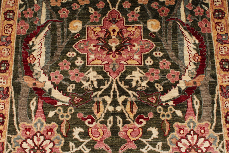 4x12 Green and Beige Anatolian Traditional Runner
