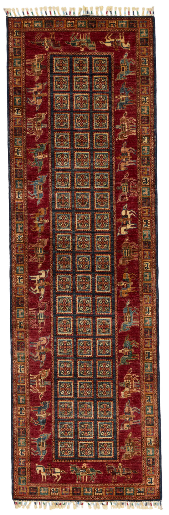 3x9 Multicolor and Red Anatolian Traditional Runner