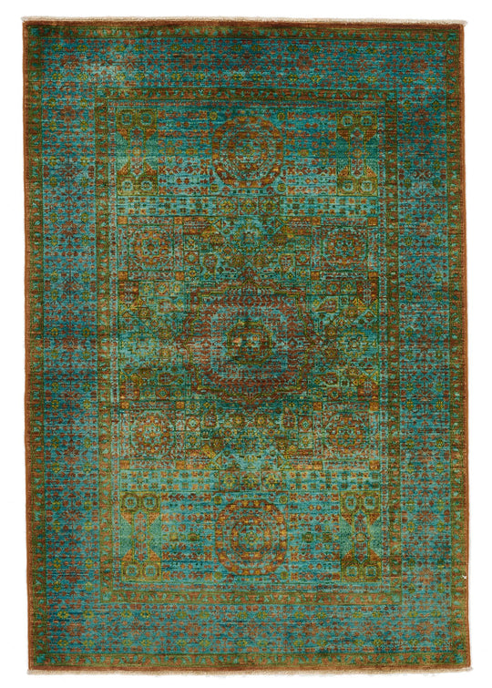 3x5 Light Brown and Light Blue Anatolian Traditional Rug