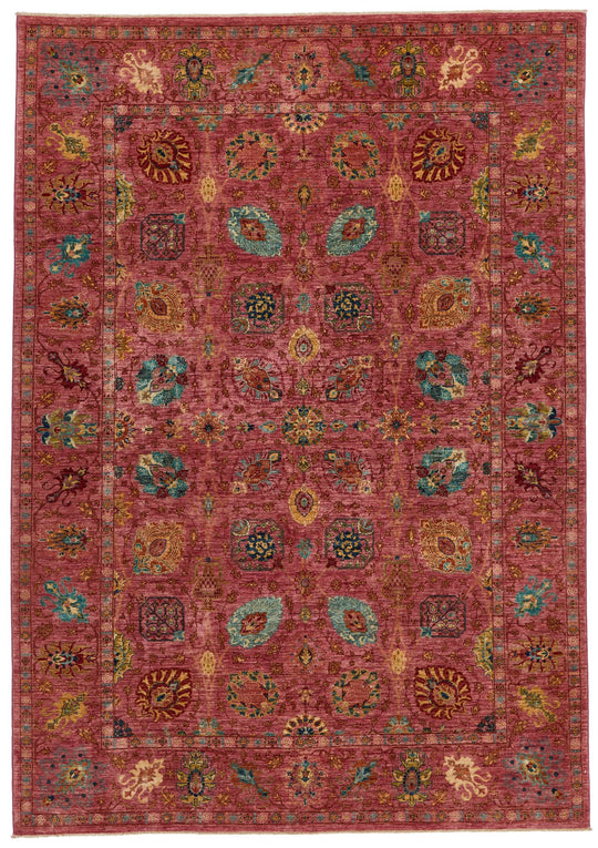 7x10 Rose and Multicolor Anatolian Traditional Rug