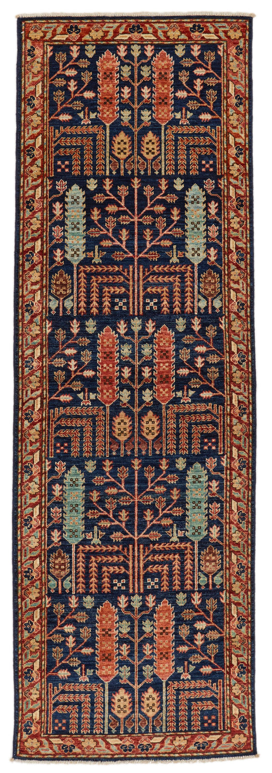 3x8 Navy and Rust Anatolian Traditional Runner