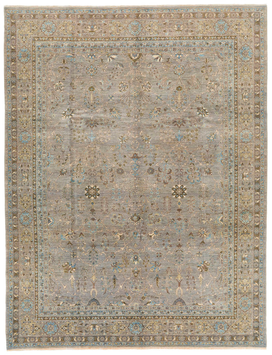 9x12 Gray and Gray Traditional Rug