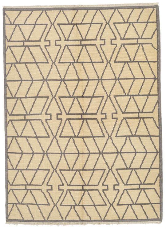 5x7 Beige and Gray Turkish Tribal Rug