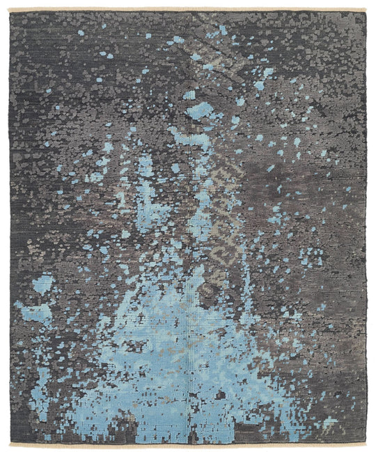 5x6 Brown and Blue Turkish Tribal Rug